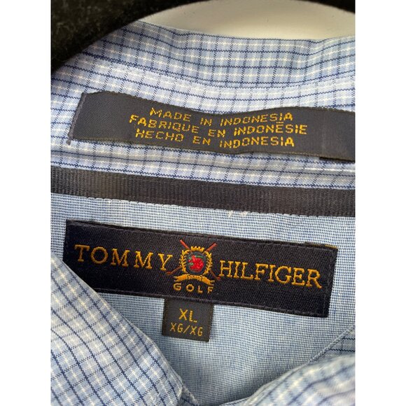 Tommy Hilfiger Golf Checkered Button Down Shirt Men XL Collared Blue Performance - Picture 3 of 6